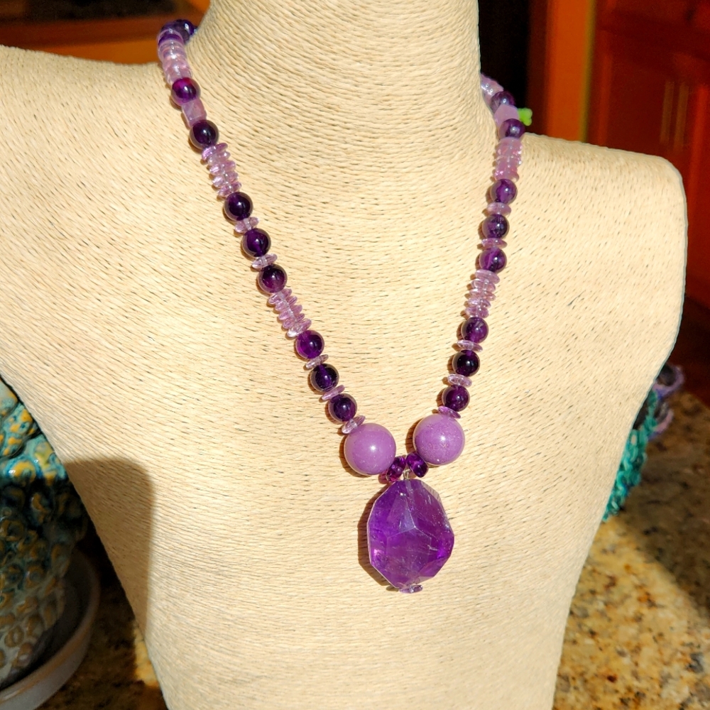 Artisan made Necklace of Amethyst